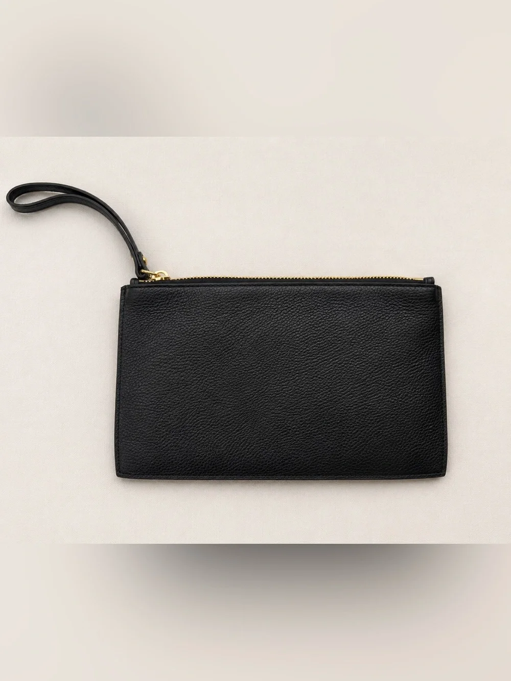Michael Kors Black Pebbled Leather Wristlet Gold Hardware Zip Clutch